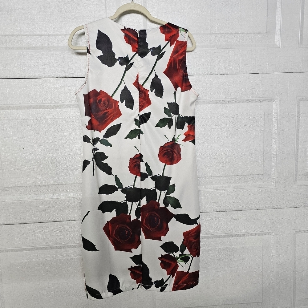 Rose Print Sleeveless Dress L Floral, Romantic, Elegant, Summer Chic - Picture 3 of 9